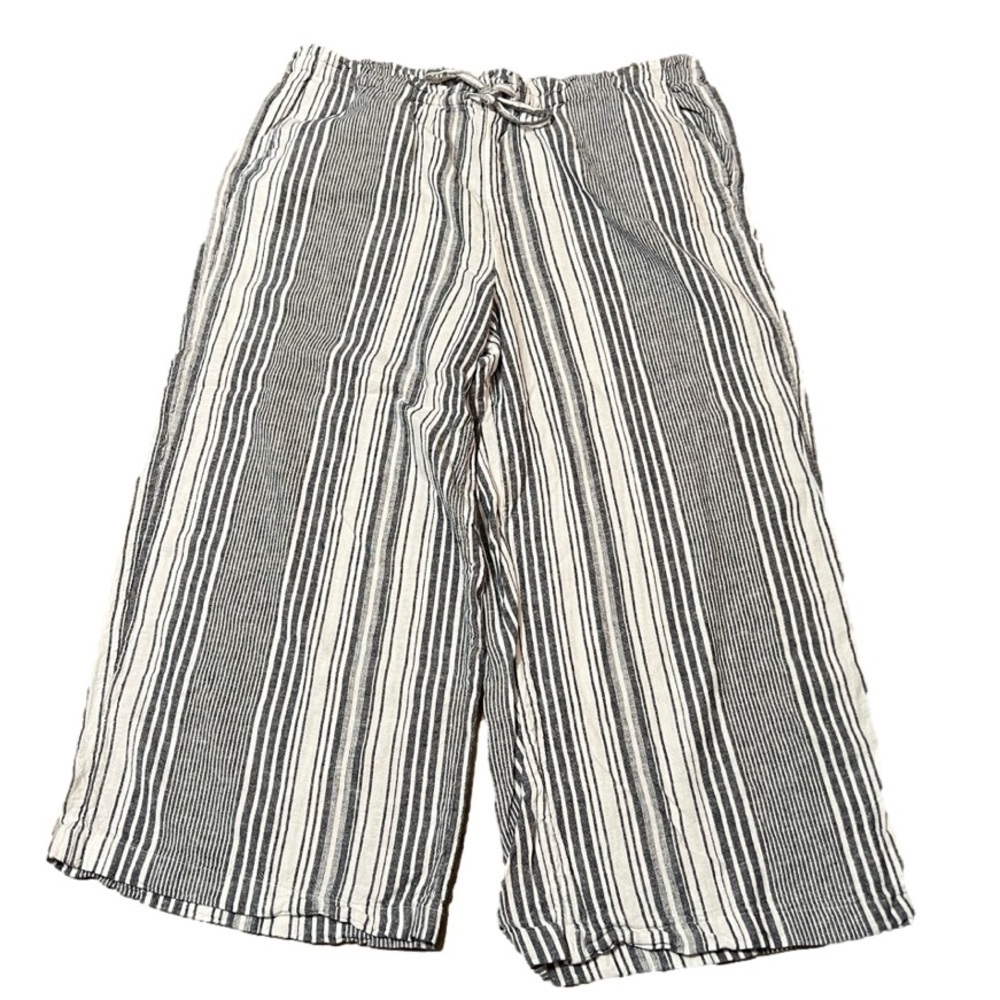 Time and Tru Women's High Rise Wide Leg Crop Linen Pants Women’s Sz L 12-14 - Picture 4 of 13